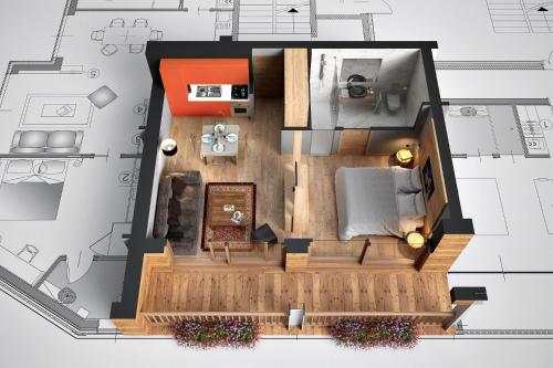 a drawing of a floor plan of a house at Aux Pieds du Roi - Suite & Spa in Breuil-Cervinia