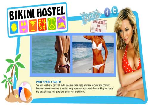 a collage of pictures of a woman in a bikini on the beach at Bikini Hostel, Cafe & Beer Garden in Miami Beach