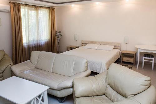 a living room with a bed and a couch at ABC Apartments Business Class in Kyiv