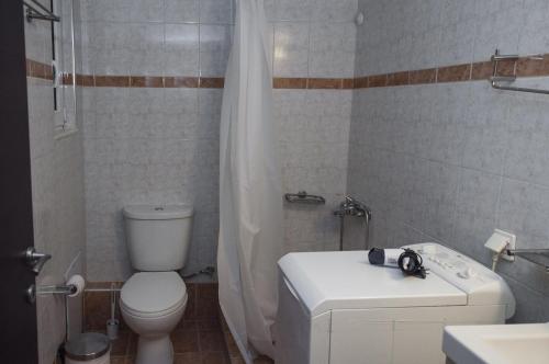 アテネにあるModern apartment, EXCELLENT and VIBRANT location!!のバスルーム(トイレ、洗面台付)