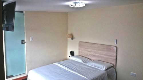 - une chambre avec un lit et une télévision à écran plat dans l'établissement Vincent Suites Hotel, à Pasto