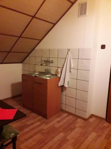 a bathroom with a sink in a room at Pokoje gościnne u Andrzeja in Radków