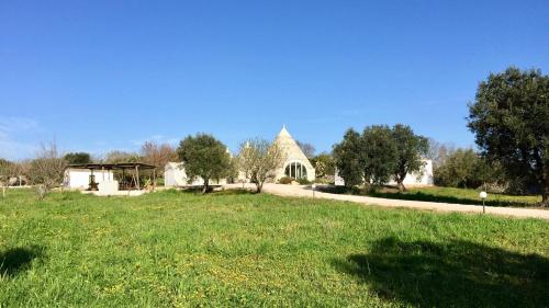 a grassy field with a building in the background at Trulli Masseria Donno Santo in Ceglie Messapica