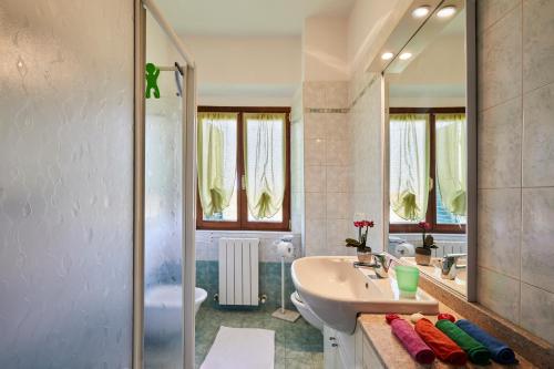 ein Bad mit einem Waschbecken und einer Dusche in der Unterkunft le terme sotto casa in Rapolano Terme