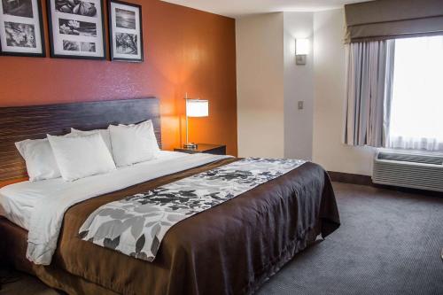 a large bed in a hotel room with a window at Sleep Inn Beaufort near MCAS in Beaufort