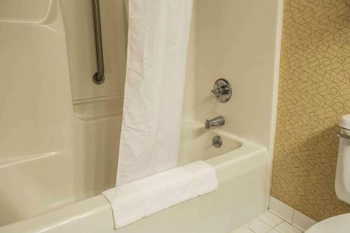 a bathroom with a shower with a towel on the tub at Quality Inn Union US Hwy 176 in Union