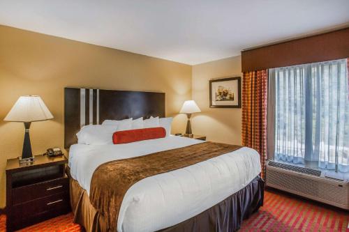 Quality Suites Nashville Airport tesisinde bir odada yatak veya yataklar