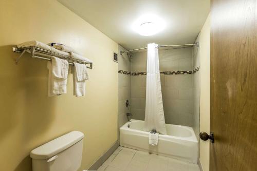 a bathroom with a tub and a toilet and a shower at Rodeway Inn in Knoxville