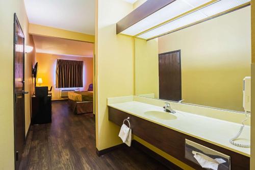 a bathroom with a sink and a large mirror at Econo Lodge Inn & Suites in Ripley