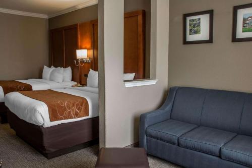 a hotel room with a bed and a couch at Comfort Suites New Braunfels in New Braunfels