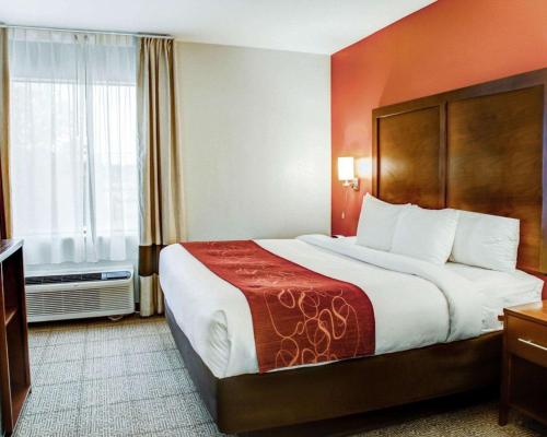 a hotel room with a large bed and a window at Comfort Suites Tyler South in Tyler