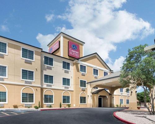 a hotel with a sign on the front of it at Comfort Suites Odessa near University in Odessa