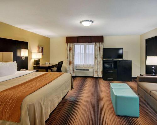 a hotel room with a bed and a couch at Comfort Inn Grapevine Near DFW Airport in Grapevine