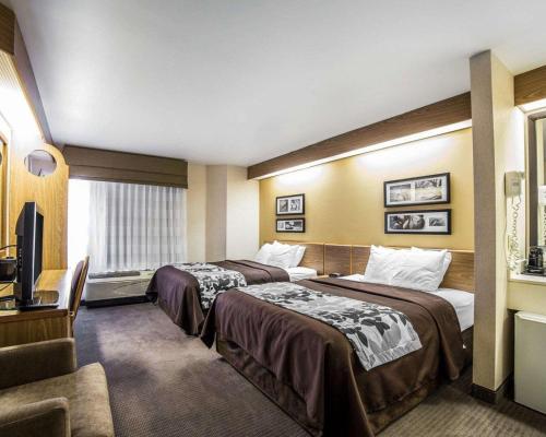 a hotel room with two beds and a television at Quality Inn Moab Slickrock Area in Moab
