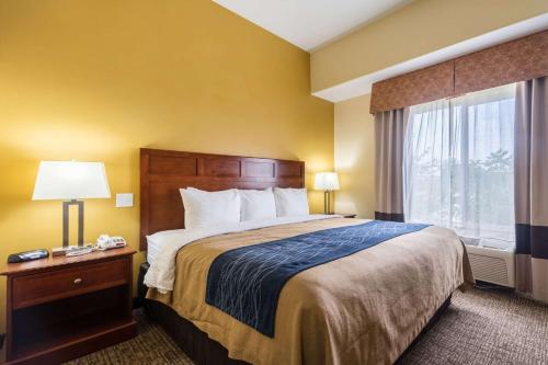 a hotel room with a bed and a window at Comfort Inn & Suites in Cedar City