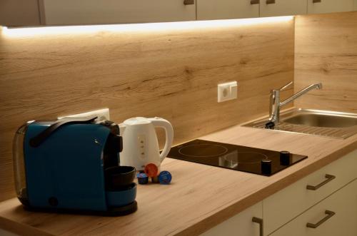 a toaster sitting on a kitchen counter next to a sink at City-apart Kitzbühel in Kitzbühel