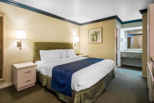 基西米Quality Inn Clermont West Kissimmee的有一张大床和一扇窗户的酒店房间