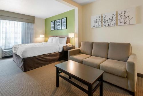 Sleep Inn & Suites Port Charlotte-Punta Gorda tesisinde bir odada yatak veya yataklar