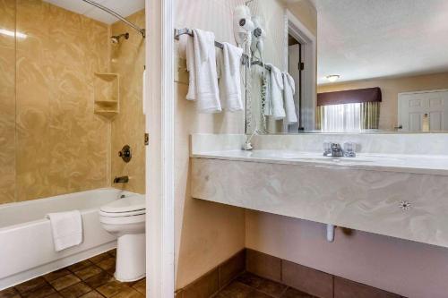 een badkamer met een wastafel, een bad en een toilet bij Rodeway Inn in Augusta