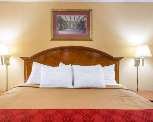 a bed with white pillows in a hotel room at Econo Lodge Inn & Suites Macon West in Macon
