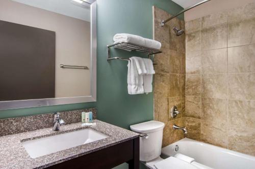 a bathroom with a sink and a tub and a toilet at Clarion Inn & Suites Atlanta Downtown in Atlanta