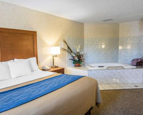 a hotel room with a bed and a bath tub at Quality Inn Lewiston in Lewiston