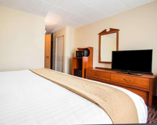 a bedroom with a bed and a flat screen tv at Quality Inn Bolingbrook I-55 in Bolingbrook