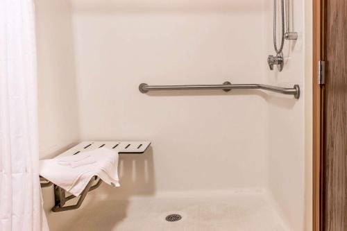 La salle de bains est pourvue d'une baignoire et d'une serviette. dans l'établissement Comfort Suites, à Wixom