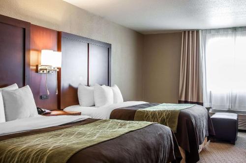 a hotel room with two beds and a window at Comfort Inn Fergus Falls in Fergus Falls