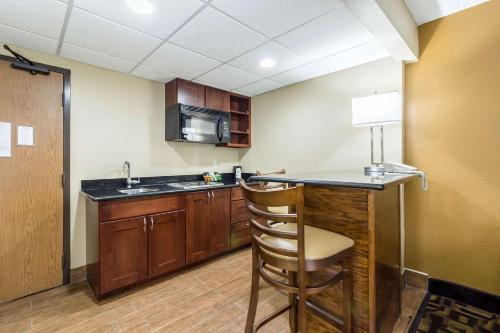 a kitchen with a bar with a sink and a microwave at Quality Inn and Suites - Arden Hills in Arden Hills