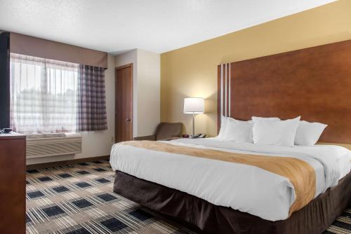 ein Hotelzimmer mit einem großen Bett und einem Fenster in der Unterkunft Quality Inn near Medical Center in Rochester