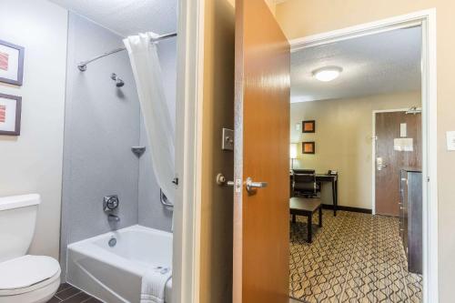 a bathroom with a toilet and a tub and a sink at Comfort Inn & Suites Crystal Inn Sportsplex in Gulfport