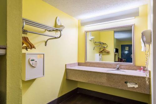 a bathroom with a sink and a mirror at Econo Lodge in Picayune