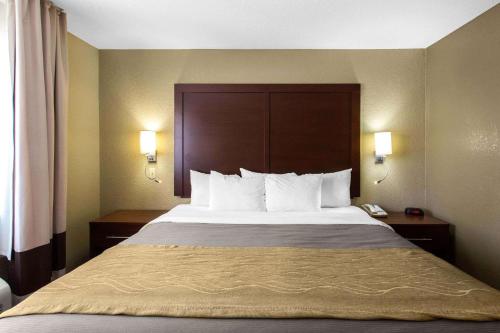 a large bed in a hotel room with two lamps at Comfort Inn & Suites in Deming