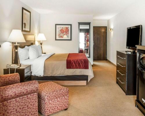 una camera d'albergo con letto e TV di Quality Inn & Suites Farmington a Farmington