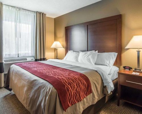 a hotel room with a large bed and a window at Comfort Inn Saugerties in Saugerties