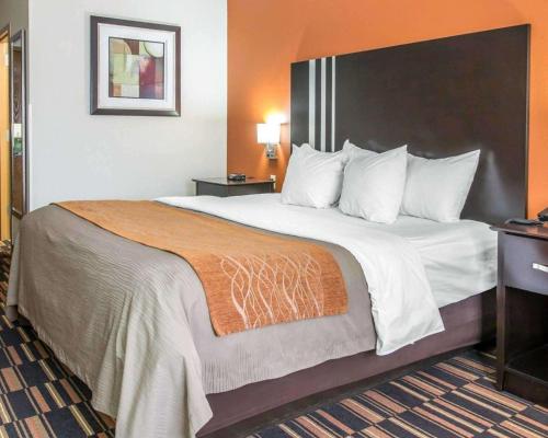 - un grand lit dans une chambre d'hôtel dans l'établissement Comfort Inn Maumee - Perrysburg Area, à Maumee