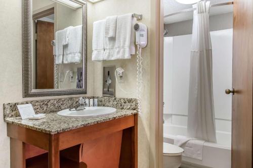 A bathroom at Clarion Hotel Broken Arrow - Tulsa