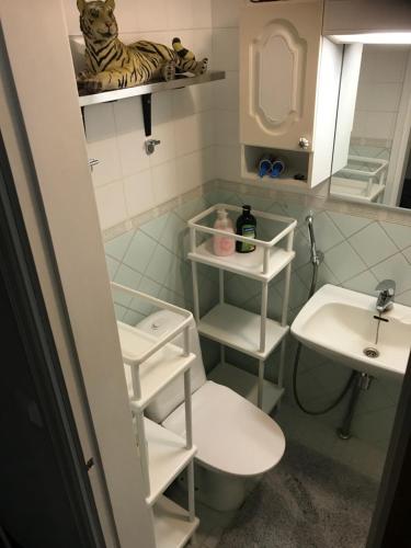 ein Badezimmer mit Toilette und Waschbecken in der Unterkunft Residence 4 in Tampere