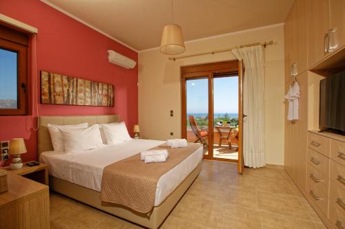 Katil atau katil-katil dalam bilik di Cretan Vineyard Hill Villa