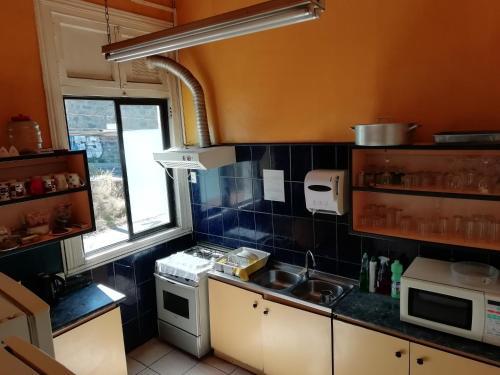 Kuchyň nebo kuchyňský kout v ubytování Hostal Dinamarca