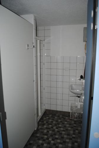 a bathroom with a sink and a toilet at Hotel Des Alpes in Kandersteg
