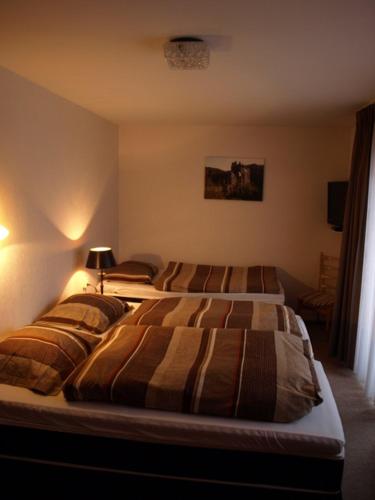 a bedroom with two beds in a room at Bed&Breakfast Eifelpension Brückenschenke in Fuchshofen