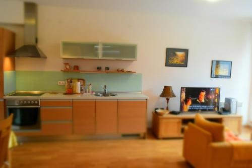 a kitchen with a sink and a counter top at Vučko Apartment in Bjelašnica
