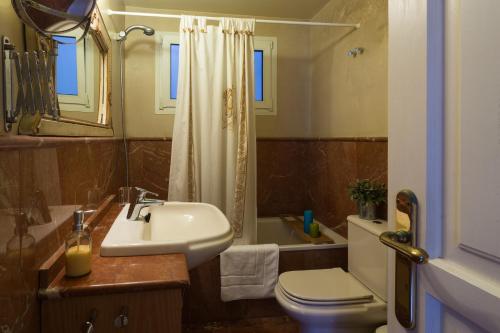 セビリアにあるVeoapartment Florentin 1-1のバスルーム(洗面台、トイレ、シャワー付)