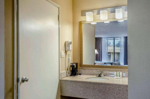 a bathroom with a sink and a mirror at Quality Inn University Area in Troy
