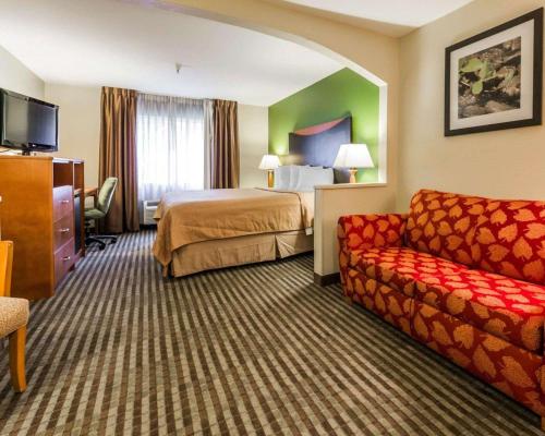 a hotel room with a bed and a couch at Quality Inn & Suites Birmingham - Highway 280 in Birmingham