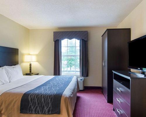a hotel room with a bed and a television at Quality Inn & Suites Little Rock West in Little Rock