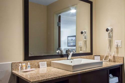 a bathroom with a sink and a large mirror at Comfort Suites at Tucson Mall in Tucson