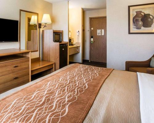 a hotel room with a large bed and a television at Quality Inn Lone Pine near Mount Whitney in Lone Pine